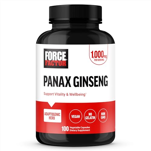 Force Factor Panax Ginseng Adaptogenic Korean Ginseng Supplement to Support Energy, Clarity, and