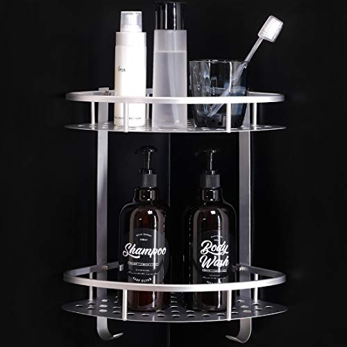homyhomi No Drill Shower Shelf Corner, Shower Caddy Organizer, Shampoo Holder for Shower, Suction Storage for Standing tub, Bathtub, Dorm, Kitchen