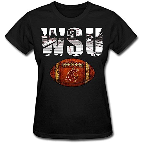 DAU Agongda Lady'S NCAA Washington State University WSU Cougars Logo T-Shirt L Black (Size:M)