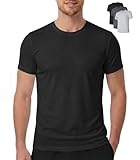 DAVID ARCHY Men's Quick-Dry Undershirts Nylon T-Shirts Crewneck Tees for Men, 3-Pack (M, Black/Dark Gray/Light Gray)