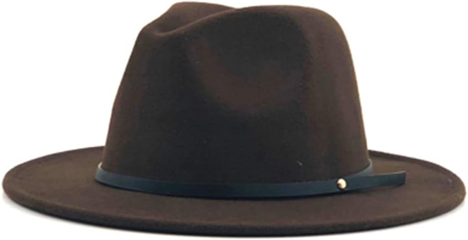 Simple Women Men Vintage Felt Fedora Hat with Wide Brim Gentleman Elegant Lady Winter Autumn Jazz Caps
