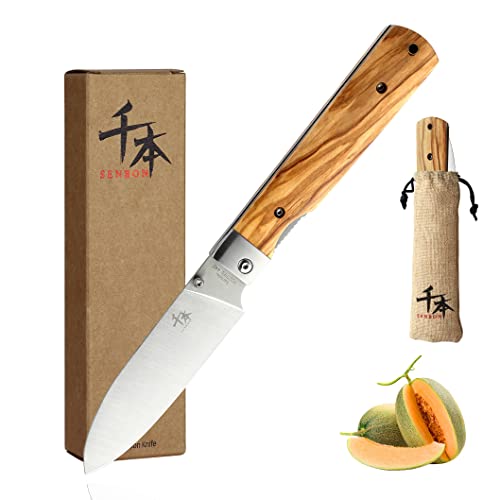 SENBON 440A Olive Handle Knife