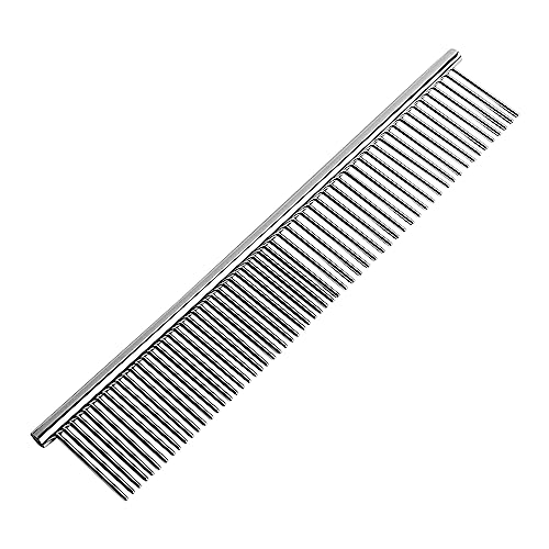 sourcing map Metal Pet Comb Pet Grooming Comb Rounded Teeth Dog Comb for Large Medium and Small Dogs and Cats With Tangled Long Hair