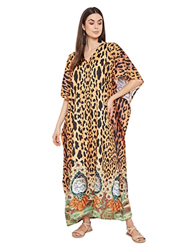Image of Oussum Women Kaftan Plus Size Polyester Summer Lightweight Caftan Swimsuit Cover Ups Maxi African Mumu Lounge House Dress