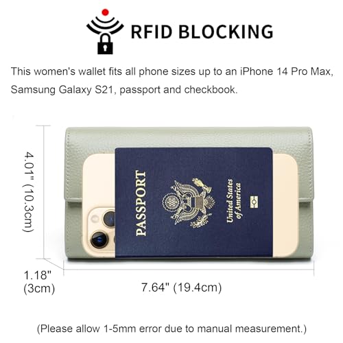 Womens Wallets RFID Blocking Genuine Leather Trifold Wallet for Women Long Clutch Card Large Cute Ladies Wallet3