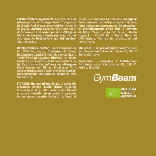 GymBeam Bio Flohsamen (300g) - Löslicher Ballaststoff aus Plantago Ovata, glutenfrei, Präbiotikum für Verdauung & Darmmikrobiom, geeignet zur Gewichtsabnahme, ideal in Joghurt & Smoothies – Bild 6