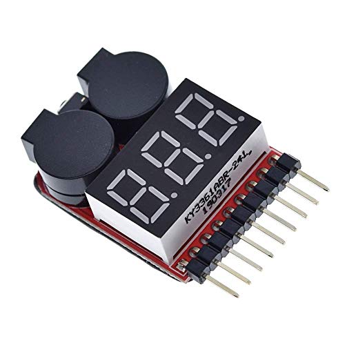 1–8S Lipo Li-Ion Fe Batteriespannung 2-in-1 Indikator Tester Niederspannung Summer Alarm für RC Auto Boot LED 3,7–30 V Dual-Lautsprecher