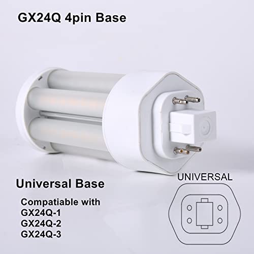 Satzol Gx24Q 4 Pack 12W Gx24Q 4 Pin Base Led Bulb Warm White 3000K, Equivalent Plt-26W Gx24Q-3 Compact Fluorescent Light Bulb, Bypass The Ballast(Remove The Ballast) #TOP4