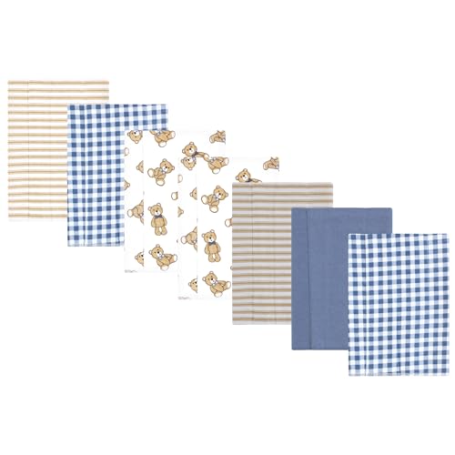 Image of Luvable Friends Hudson Baby Flannel Burp Cloths 7pk, Dapper Bear