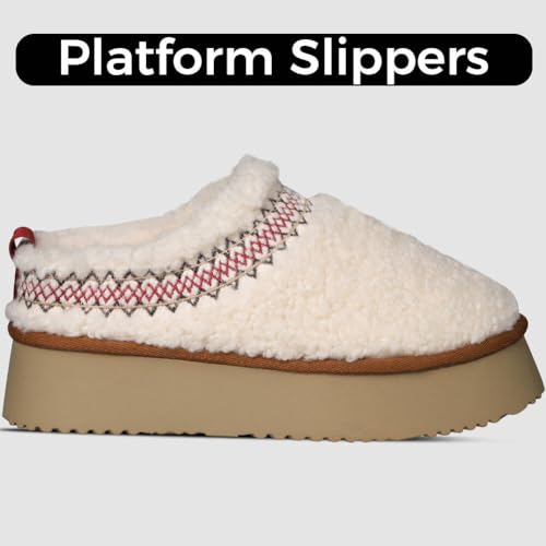 Platform Slippers for Women Mini Snow Boots Short Ankle Cozy Fleece Lined Thick Sole Womens Fluffy House Slippers for Indoor & Outdoor2