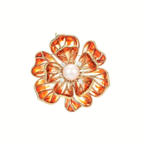 Image of Flower Brooch Pin - Rhinestone Flower Pin 18k Gold Plated - Thanksgiving Day, Birthday, Wedding Gifts for Mom, Wife
