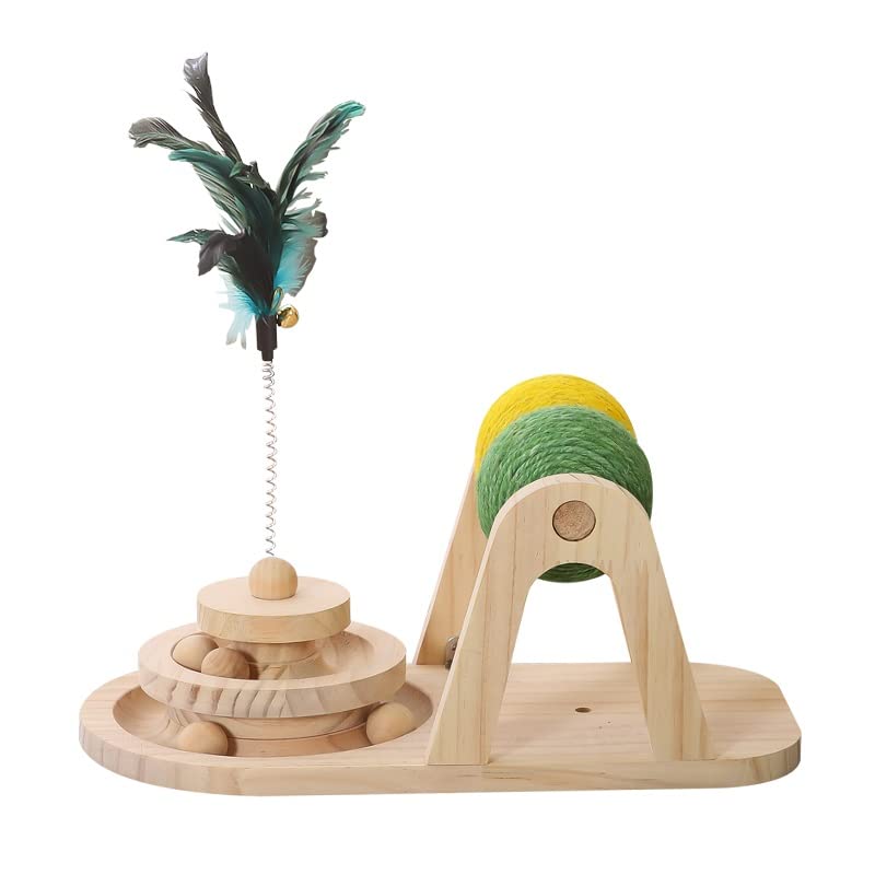 Katzenkratzbaum Katzenspielzeug, Kratzbrett, eine Doppelkugel, Katzenhalsscheibe, Katzendrehscheibe, Fangball, Kätzchen, Katzenzubehör für Hauskatzen