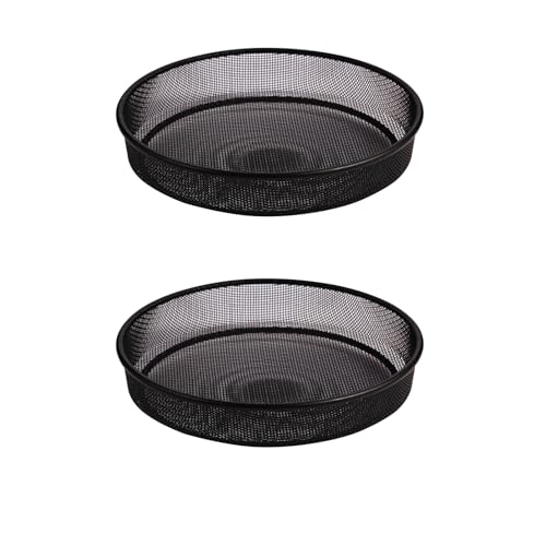 Yojanner 2pcs Metal Round Bird Feeders Tray Wild Birds Seed Feeder Tray Bird Mesh Tray Outdoor Accessory for Humming Feeder Station