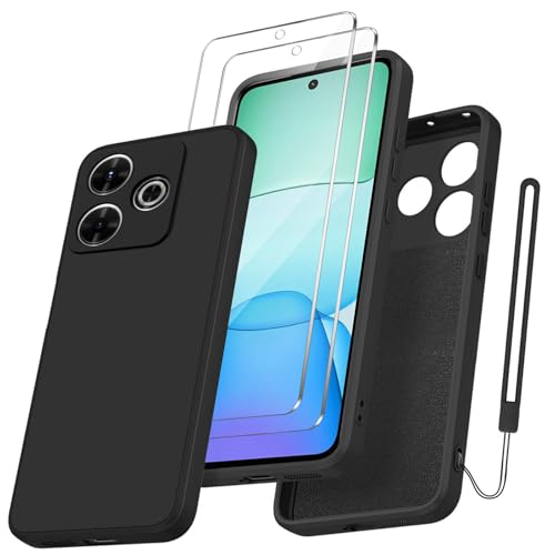 COPIKE Funda para Xiaomi Redmi 13 / Poco M6 4G con Protección de La Cámara y 2 Piezas Cristal Templado, Carcasa Antigolpes Delgada Suave TPU Silicona, Negro