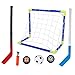 NDNCZDHC 2 in 1 Football Ice Hockey Goal Kit with Balls ABS Ice Hockey Goal Hockey Sticks Hockey Net Hockey Balls for Outdoor Sports