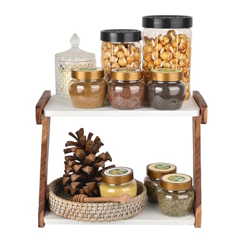 Image of OXMIC 2-Tier Kitchen Rack & Organizer Spice Rack & Container Organizer, Utensils Dishes Spices Jar Holder Rack & Cup & Glass Holder (2 Layer Rack, Tiered Shelf), Countertop, Tabletop (rosewood)