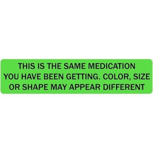 Same Medication - Veterinary Labels/Stickers | 0.375” x 1.625”, [500 Labels/1 Roll], Fluorescent Green - Health Records, Invoices, or Bottles for Veterinary Clinics/Hospitals | LabelValue.com