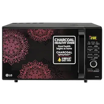 LG 28 L Charcoal Convection Healthy Microwave Oven (MJ2887BIUM, Black, Healthy Heart Recipes, Diet Fry, 360 degree Motorised Rotisserie & 10 Years of warranty on Charcoal Heater)