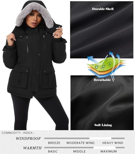 Women's Quilted Winter Coat Warm Puffer Jacket Thicken Parka with Removable Hood4