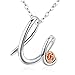 Produktbild U Buchstaben Alphabet Halskette Anhänger,Sterling Silber Halsketten Schmuck für Frauen, 18 Zoll Initial Personalized Cursive Script Charm Anhänger, Der Name der Liebe Geschenke für Frauen Damen