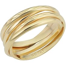 KoolJewelry Minimalist 14k Yellow White or Rose Gold 7.5 mm Diamond-cut Stacked Coil Ring