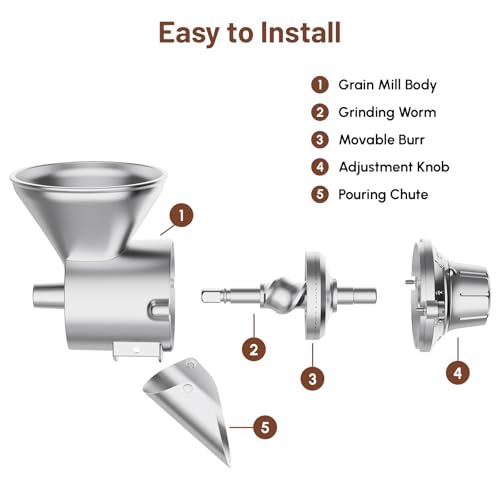 Image of HOZODO Grain Mill Attachment for KitchenAid Stand Mixer, All Metal