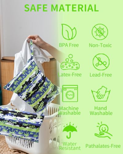 Image of babygoal Wet and Dry Pockets for Baby Nappies, Washable Travel Bags, Beach, Pool, Gym Bag for Swimsuits and Wet Clothes, with Two Zip Pockets, Colour: 41, 30cm x 36cm, Wet and Dry Bag