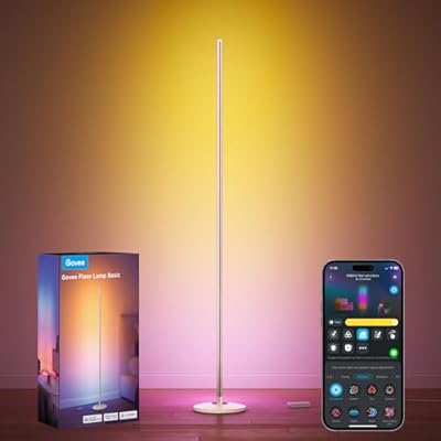 Govee Lámpara de Pie Moderna RGBIC Lámpara LED Funciona con Alexa Google Assistant Matter 16 Millones de Colores DIY y 61 Modos de Escena para Dormitorio Gaming Room Color Dorado