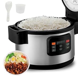 Big Rice Cooker Commerical 60 Cup (Cooked), 14QT Big Electrical Rice Cooker for Restaurant, Multi Function Stainless Steel Rice Cooker Large, for 30-60 People, with Soup, Porridge Setting