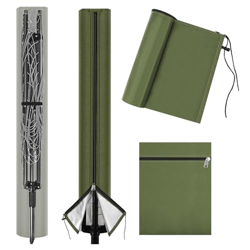 HOTUT Schutzhülle für Wäschespinne,420D Oxfordgewebe Wäschespinnenschutz mit Reißverschluss & Kordelzug,Wetterfest & UV-beständig,Schutzhuelle für Gartentrockner und Wäscheständer, Armeegrün