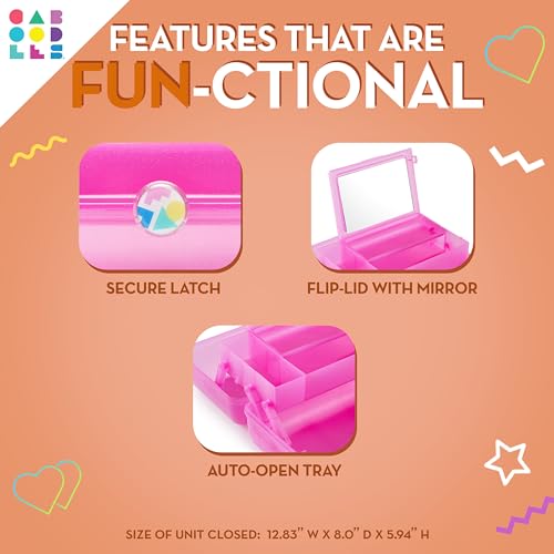 Image of Caboodles On-The-Go Girl Makeup Box, Two-Tone Violet on Tangerine, Hard Plastic Makeup Organizer Box, Built-In Mirror, Secure Latch for Safe Travel, Spacious Storage for Large Items