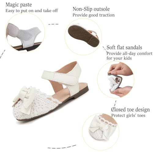 Toddler Girls Sandals Closed Toe Dress Flat Shoes Summer Sandals for Baby Little Kids Girl4