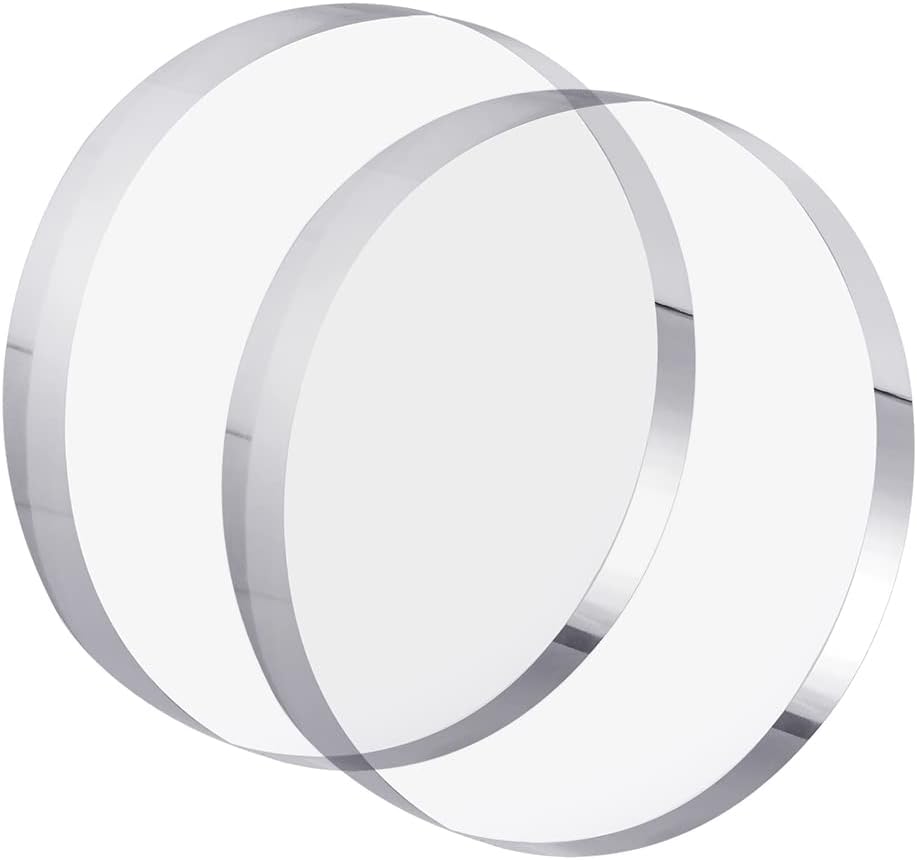CiaoHER 1in Thickness 6in Diameter Acrylic Disc Display Block Clear Polished Round Pedestal Stand Riser 6" x 6" x 1", 2 Pack