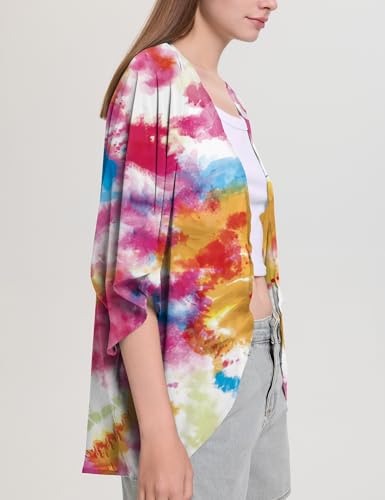 Image of Chunoy Women Short Sleeve Chiffon Kimono Beach Swimsuit Cover Up