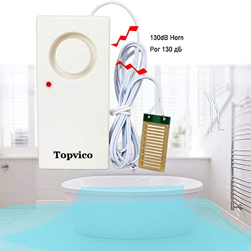 Topvico Water Leakage Alarm Detector Sensor 120dB Flood Alert Leak Detection Work Alone Home Security Low Battery Alert (3 Pack)