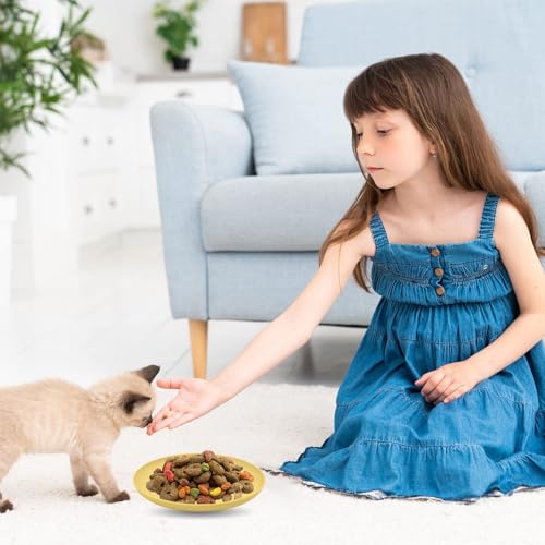 XINGNA 12 Stück Katzennapf,Katzenschüssel,Katzennapf Flach,Fressnapf Katze Futternapf,Runden Katzenteller,Fressnapf Katze,Bunt Katzenfutter Napfset,Cat Plate für Kätzchen und kurzbeinige Katzen