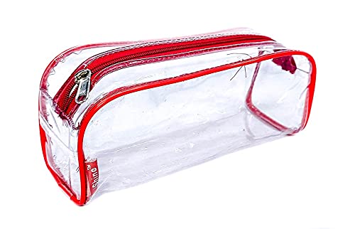 Image of iShine Multipurpose Travel Morning Zipper Pouch for Men and Women Transparent Medium (Pack of 1, Red)