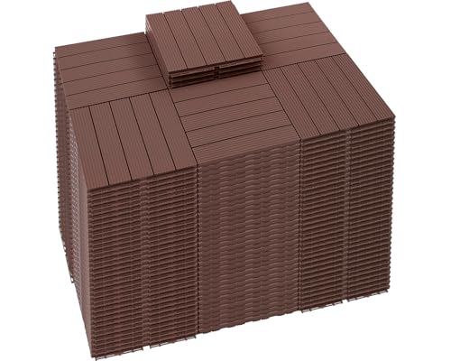 PrimeZone 216 PCS Plastic Interlocking Patio Deck Tiles - 12"