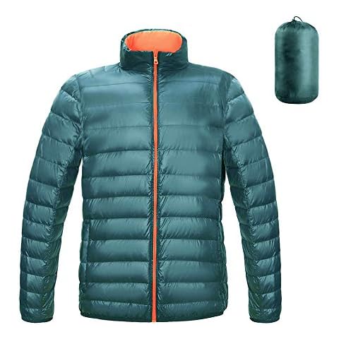 Men's Winter Packable Down Coat Warm Casual Lightweight Puffer Jacket for Outdoor Insulated Travel Outdoor - green - Large Cover