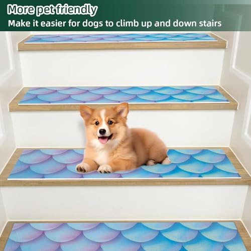 Alfombra para escaleras antideslizante Dream Blue peldaños 76x20cm para ancianos y niños 6