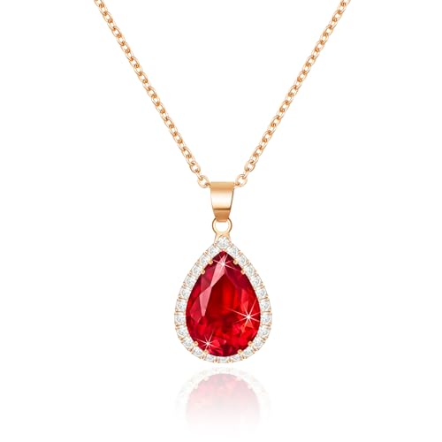 Linawe Collier chaîne en rubis rouge pour femmes, colliers à pendentifs, collier pour femme en or...