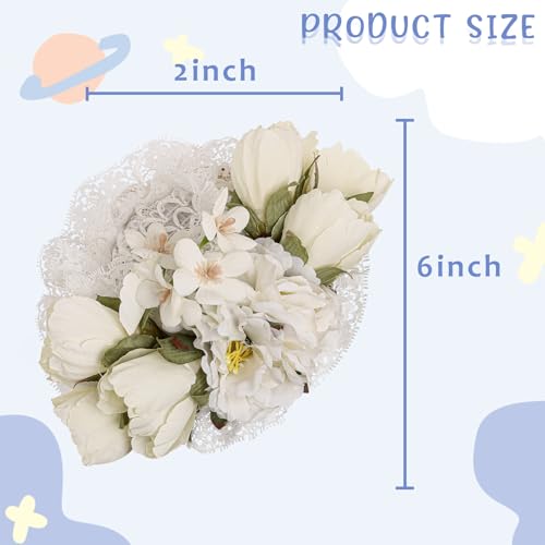 Bohend Tea Party White Fascinators Hats Flower Hat Fancy Lace Hair Clip Wedding Accessories for Girls4