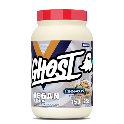 GHOST Vegan V2 Protein Powder, Cinnabon – 2.5LB Tub, 25G