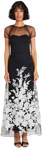 Maggy London Elegant Long Illusion Sweetheart Neckline | Formal Dresses for Women, Black/White