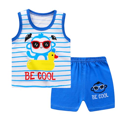 Image of Toddler Boys 4PCs Tank Top and Shorts Set Summer Clothes Cotton Outfits