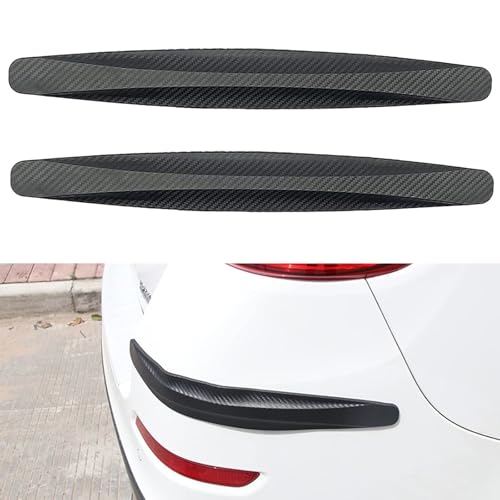 Damwot 2PCS Car Bumper Protector Trim, Car Front Rear Bumper Protector Strip, Universal Carbon Fiber Textured Rubber Bumper Anti Collision Strips, Suitable for Cars, SUVs, Trucks (Black)