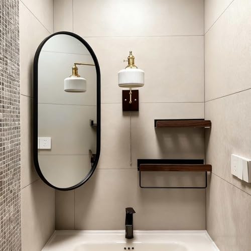 Miroir de maquillage rétractable et pivotant avec verre HD anti-explosion durable