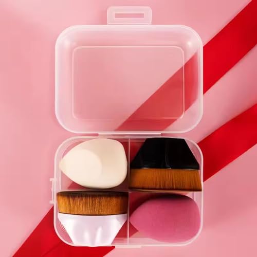 Conjunto de Maquiagem para Pele Elegante com 2 Pincéis e 2 Esponjas Kit Pincel Hexagonal Kabuki Flat