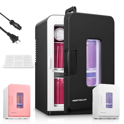 NORTHCLAN Mini Fridge for Bedroom, 15L/21 Cans Small Skincare Fridge, 110V/12V Power for Office, Dorm and Car, Cooler & Warmer, Portable Thermoelectric Mini Refrigerator for Drinks, Food, Makeup