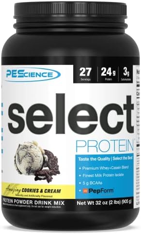 PEScience Select Protein, Cookies and Cream, 27 Serving, Premium Whey and Casein Blend